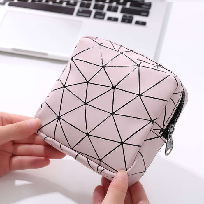 XH8214 Portable Sanitary Napkin Storage Bag Large Capacity Waterproof Coin Bag, XH8214 Plant Gree...