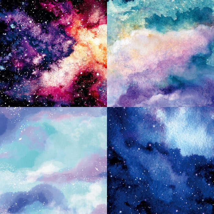 6 Inch 24 Sheets  Scrapbooking Background Paper Art Handmade Crafts, Watercolor Starry Sky