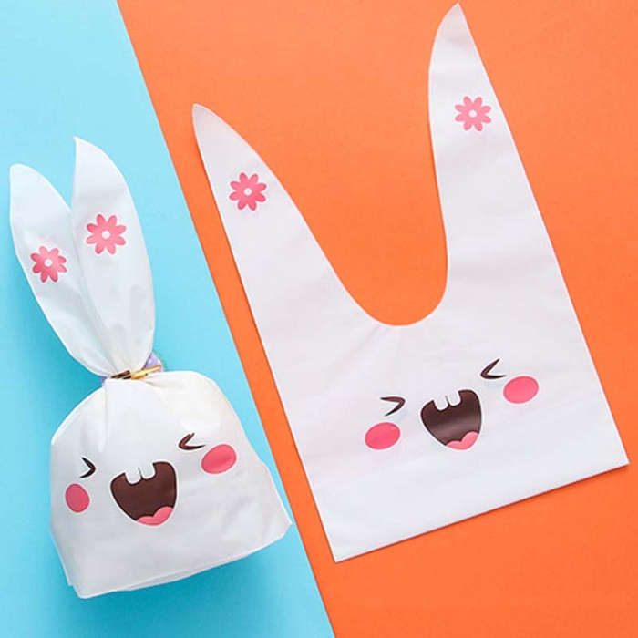 1bag Cartoon Rabbit Ears Gift Packaging Bags Candy Baking Snowflake Cookies Bags, 10x17cm, 13x23cm