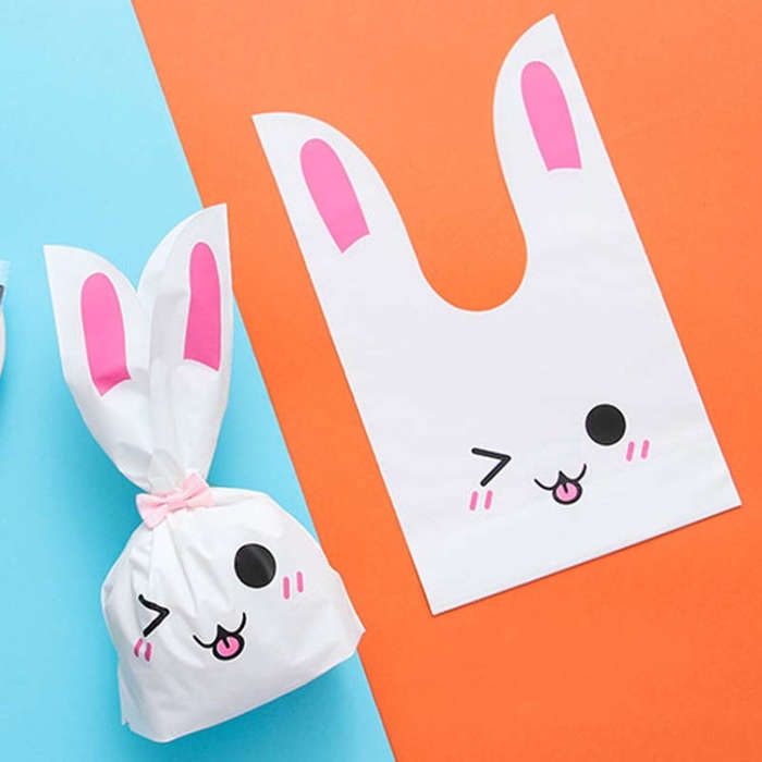 1bag Cartoon Rabbit Ears Gift Packaging Bags Candy Baking Snowflake Cookies Bags, 10x17cm, 13x23cm