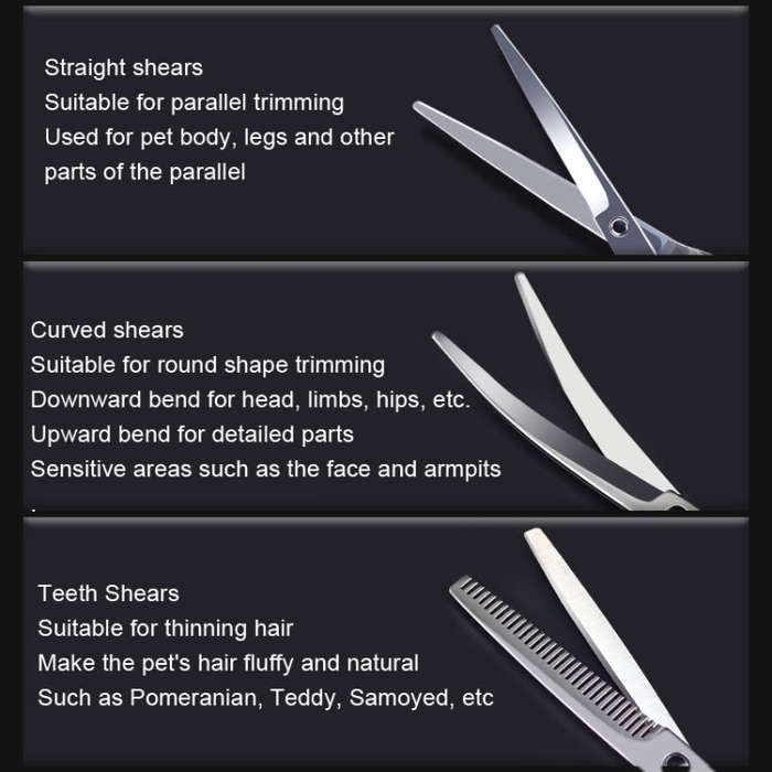 Pet Grooming Scissors Dog Cat Hair Trimming Haircutting Tools, Style:, Straight Shear, Teeth Shea...