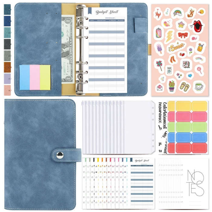 H666 A6 Loose-leaf Binder Cash Budget Handbook Vintage PU Leather Notebook with Window, H666 Taro...