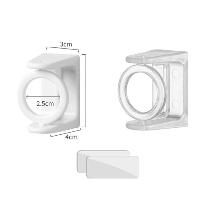 2pcs /Pack Turnable Circle Triangle Ring Telescopic Rod Hook Props Fixed Bracket, White Adhesive ...