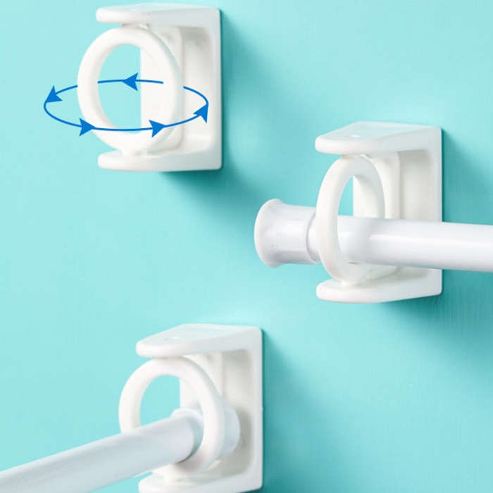 2pcs /Pack Turnable Circle Triangle Ring Telescopic Rod Hook Props Fixed Bracket, White Adhesive ...