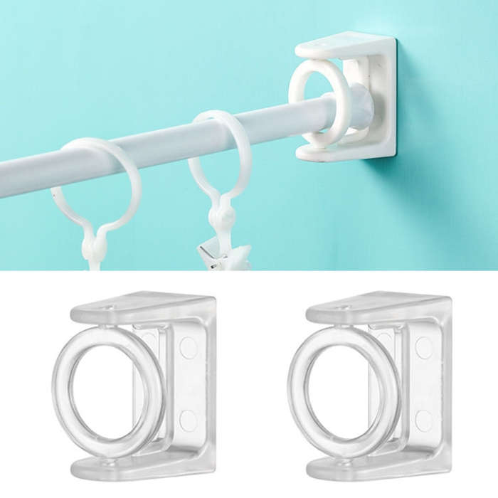 2pcs /Pack Turnable Circle Triangle Ring Telescopic Rod Hook Props Fixed Bracket, White Adhesive ...