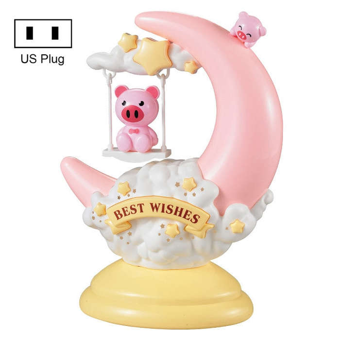 GOELONG Cartoon Moon Table Lamp Children Room Animal Night Light, Plug:, US Plug, EU Plug