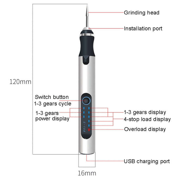 SNJ-3681 Mini Engraving Pen Wireless Polishing Electric Grinder, Style:, Roae Gold+Grinding Head,...