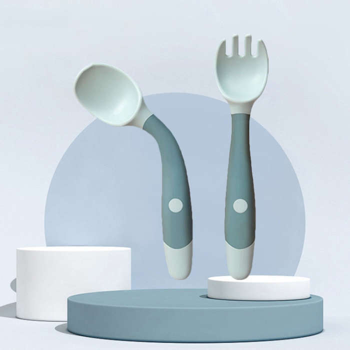 Children Eating Training Tableware Baby Bendable Silicone Soft Spoon, Green, Pink, Yellow, Purple...