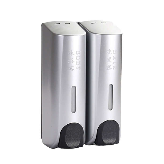 Round Wall Mounted Manual Press Soap Dispenser Shampoo Bottle Hand Wash Body Wash Dispenser, Doub...