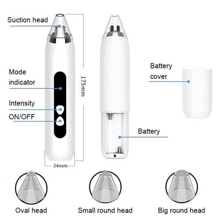 Blackhead Remover Vacuum Pore Cleaner Facial Deep Cleaning Beauty Tools, Dry Battery(White), Dry ...