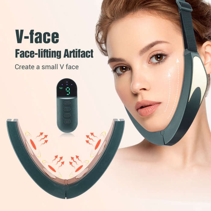 Microcurrent EMS Face Thinning Instrument Red Blue Light Skin Rejuvenation Beauty Instrument, (Gr...