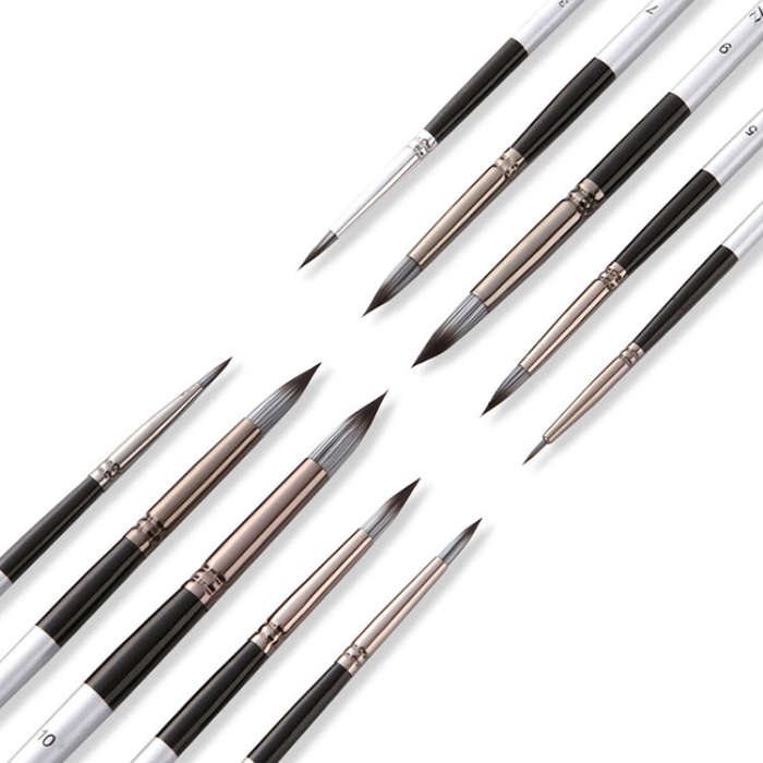 10 In 1 Nylon Hair Watercolor Paint Brush Set Wooden Handle Round Pointed Acrylic Painting Pens, ...
