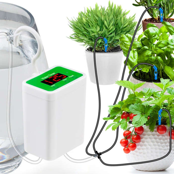 Household Intelligent Drip Irrigation Automatic Watering Timing Machine, Water 2 Potted Plants, W...