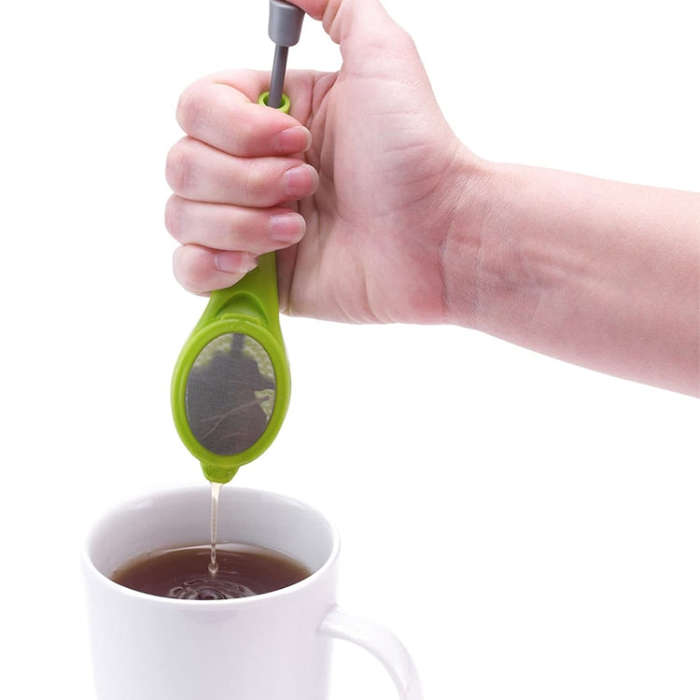 Tea Strainer Reusable Tea Infuser Built-In Plunger Portable Food-Grade Plastic Tea&Coffee Strainer