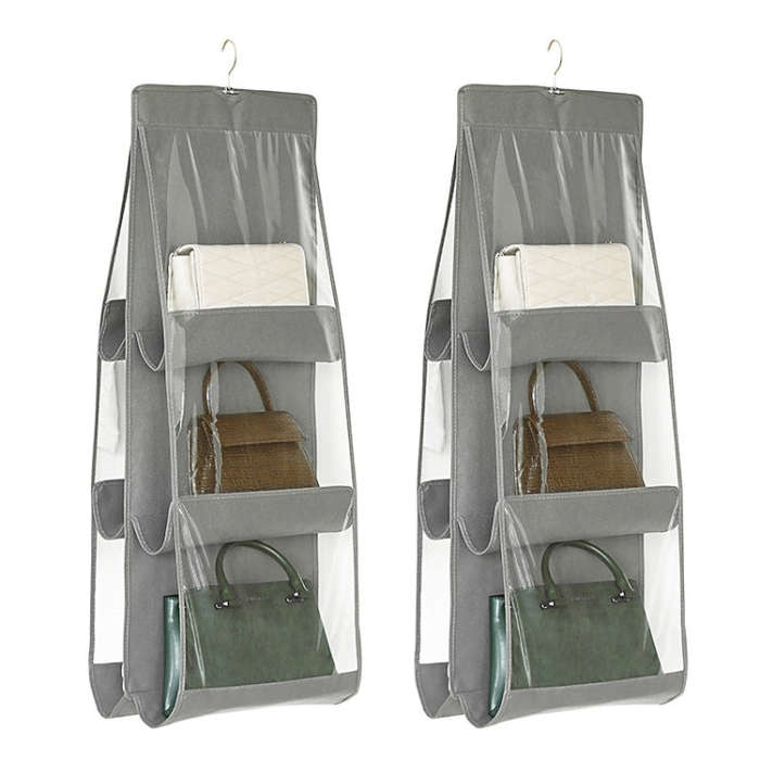 2pcs Double Sided Transparent Storage Bag Bedroom Wardrobe Storage Dustproof Hanging Bag, Gray 6 ...