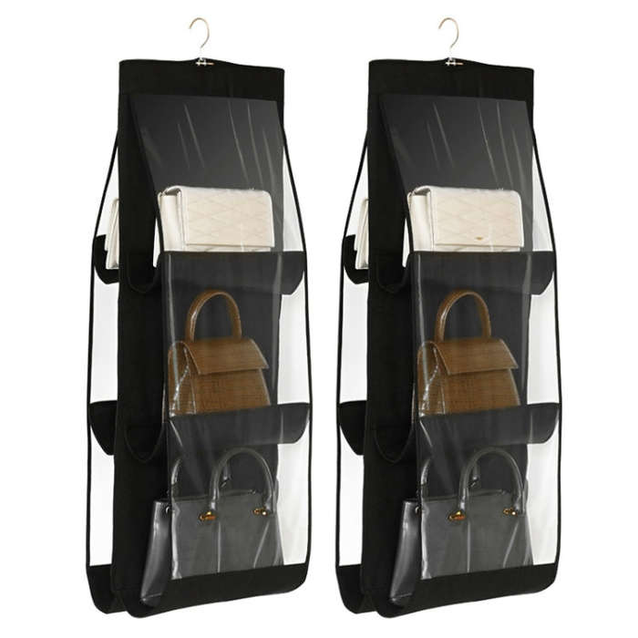 2pcs Double Sided Transparent Storage Bag Bedroom Wardrobe Storage Dustproof Hanging Bag, Gray 6 ...