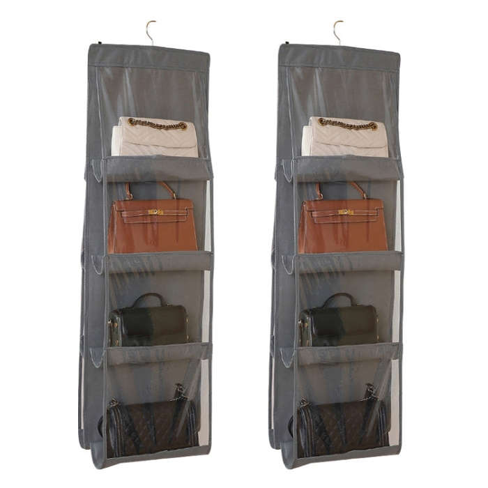 2pcs Double Sided Transparent Storage Bag Bedroom Wardrobe Storage Dustproof Hanging Bag, Gray 6 ...