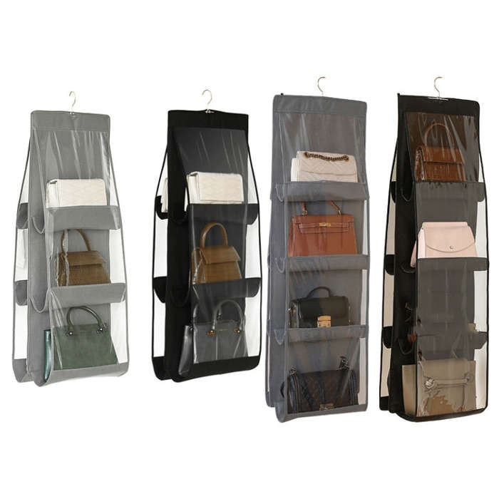 2pcs Double Sided Transparent Storage Bag Bedroom Wardrobe Storage Dustproof Hanging Bag, Gray 6 ...