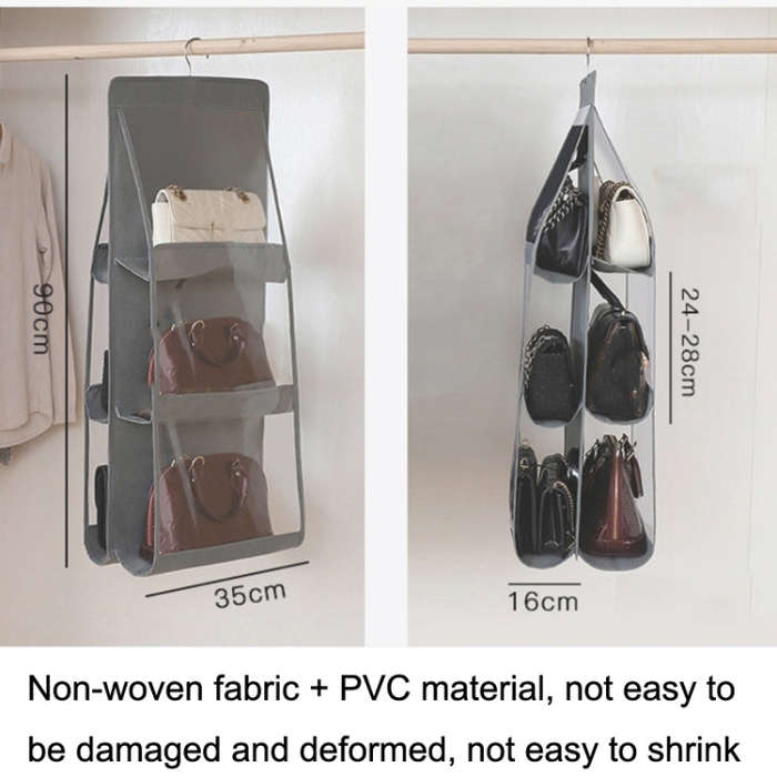 2pcs Double Sided Transparent Storage Bag Bedroom Wardrobe Storage Dustproof Hanging Bag, Gray 6 ...