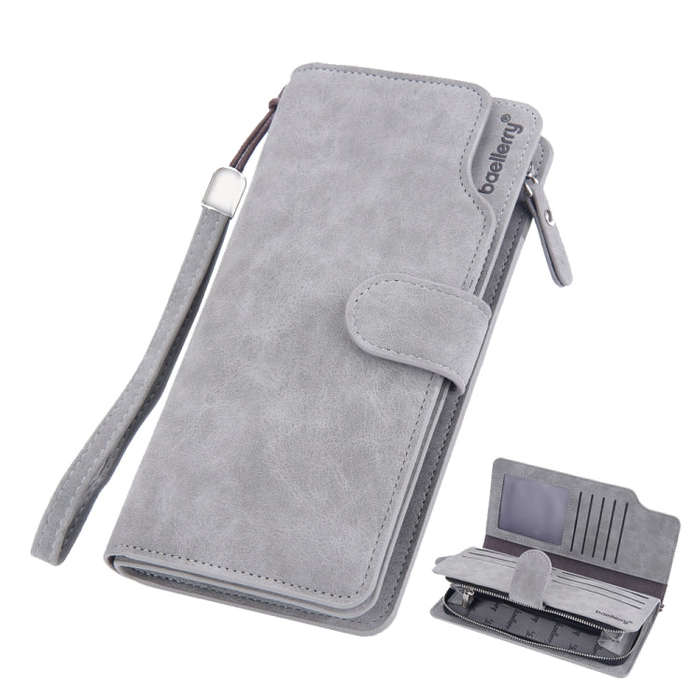 Baellerry Matte Leather Multi-card Slot Men Clutch Bag Zip Buckle Vintage Wallet