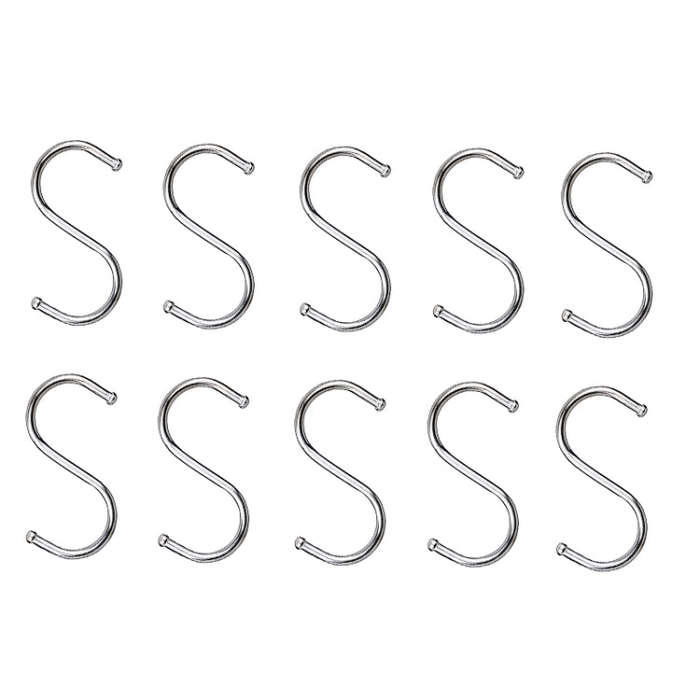 10pcs Multifunctional Stainless Steel Hooks Metal S-Shaped Hook, Large, Medium, Small