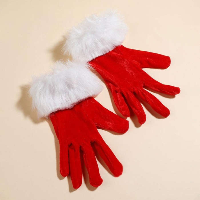 Christmas Day Gala Performance Gloves Short Blind Velvet Wool Warm Gloves