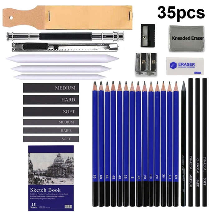 35-in-1 Painting Sketch Pencil Set Professional Drawing Tools, 35-in-1
