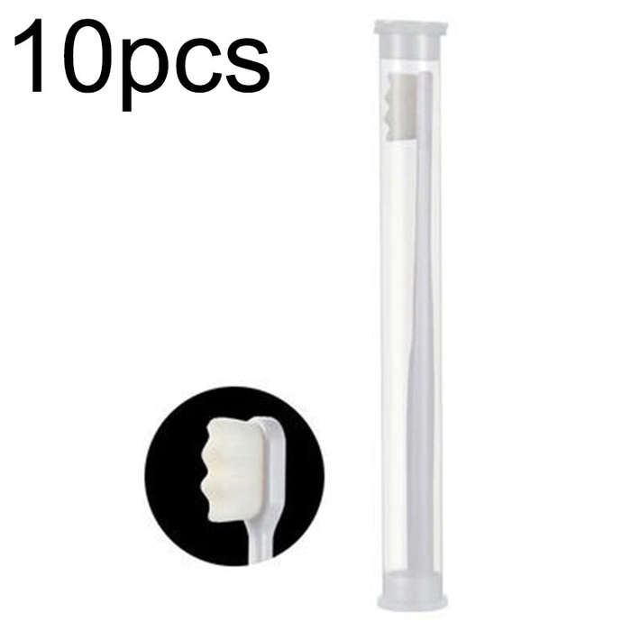 10pcs Nano Silk Soft Bristle Independent Packing Portable Couple Toothbrush, White Wave, Black Wa...
