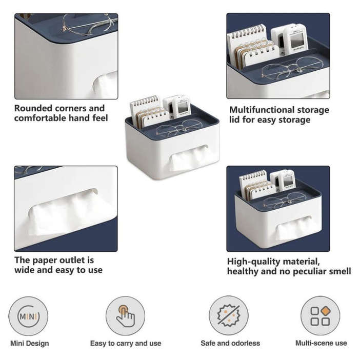 Multifunctional Tissue Box Napkin Container Organizer Box for Remote Control