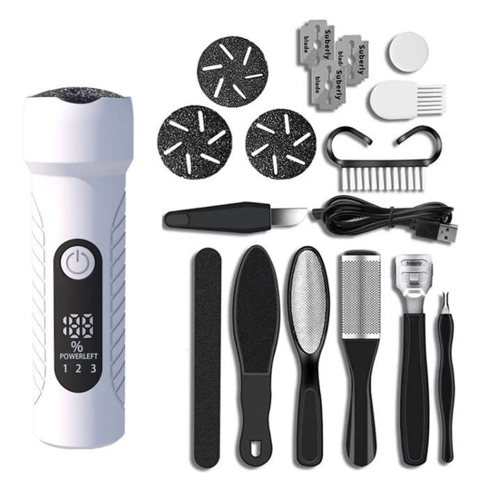 Electric Foot File Pedicure Kit Waterproof Feet Callus Remover, White, Kit 1 White, Kit 2  White,...
