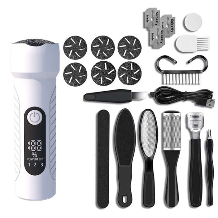 Electric Foot File Pedicure Kit Waterproof Feet Callus Remover, White, Kit 1 White, Kit 2  White,...