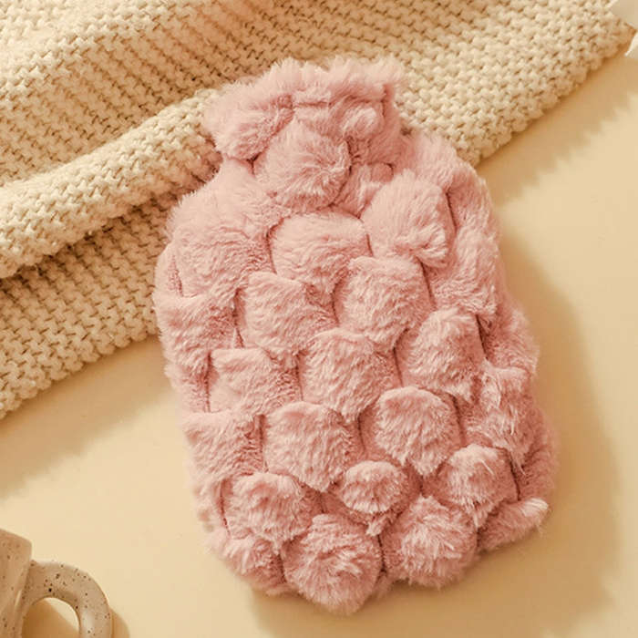 Imitation Rabbit Fur Water-filled PVC Explosion-proof Hot Water Bag for Cold / Hot Compresses, Pi...