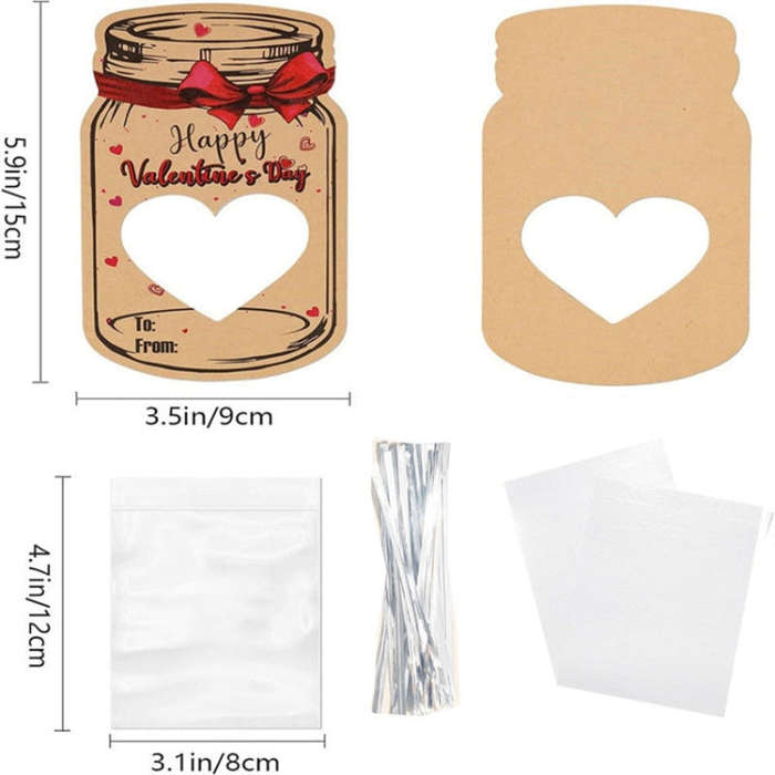 Valentine Day Bottle Shape Greeting Card Holiday Gift Exchange Card Kids Party Favor Message Card...