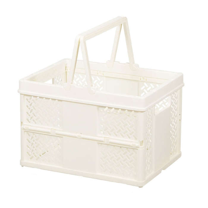 Stacking Folding Storage Baskets Home Kitchen Storage Bin Organizer With Handle, 24.4 x 18 x 1.4cm