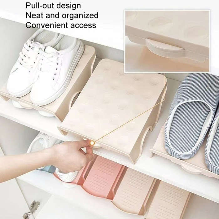 Household Storage Shoes Rack Double Shoes Tray Plastic One Piece Simple Shoes Organizer