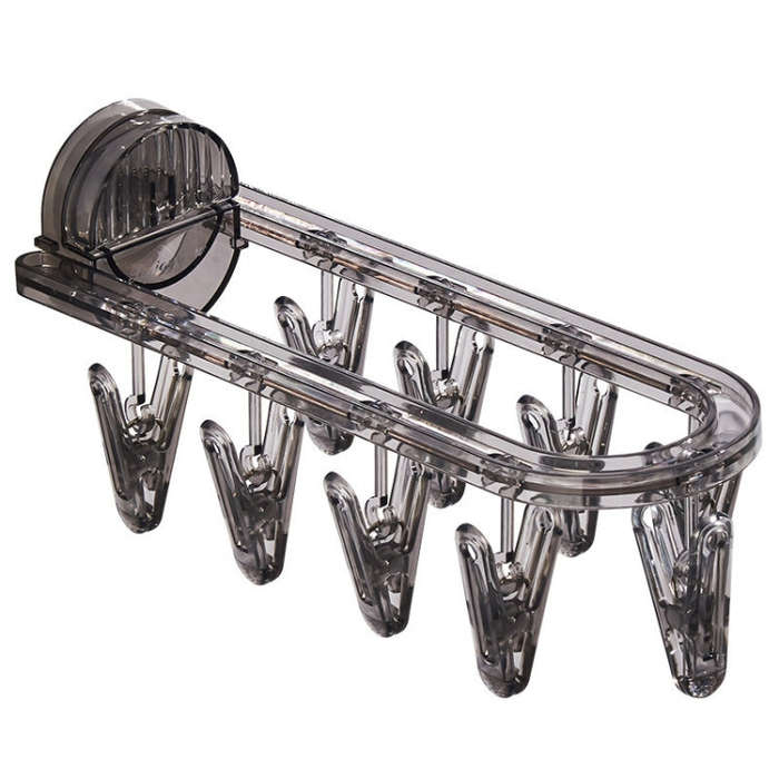 Suction Cup Clothes Rack Multi Clips Wall Mounted Indoor Outdoor Balcony Multifunctional Folding ...