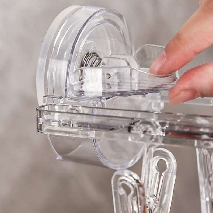 Suction Cup Clothes Rack Multi Clips Wall Mounted Indoor Outdoor Balcony Multifunctional Folding ...