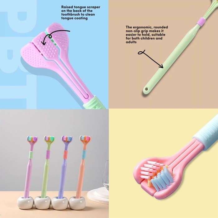 YALINA Three Sided Toothbrush Soft Hair 360 Degree V Shaped Toothbrush