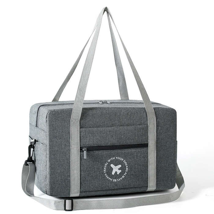 Foldable Travel Bag Shoulder Bag Airplane Suitcase For Camping Hiking, Small Gray, Small Black, L...