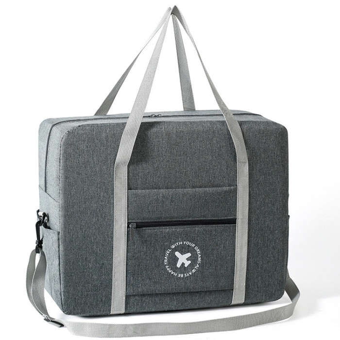 Foldable Travel Bag Shoulder Bag Airplane Suitcase For Camping Hiking, Small Gray, Small Black, L...