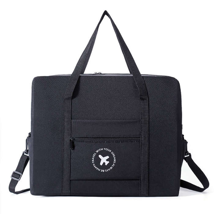 Foldable Travel Bag Shoulder Bag Airplane Suitcase For Camping Hiking, Small Gray, Small Black, L...