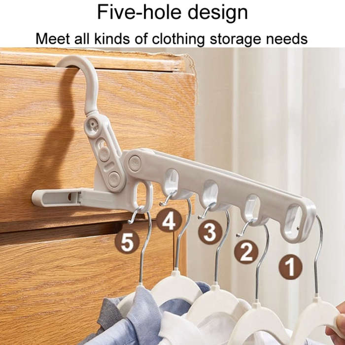 Foldable 5-Hole Clothes Hanging Rack Traveling Portable Clothing Hooks