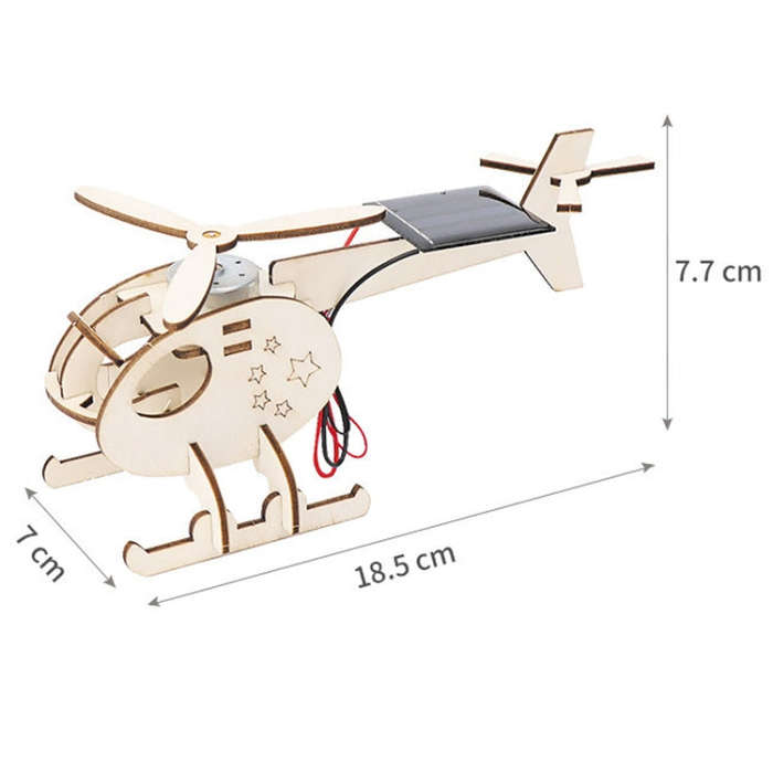 DIY Solar Helicopter Technology Small Production Children Wooden Assembled Aircraft Model, DIY So...