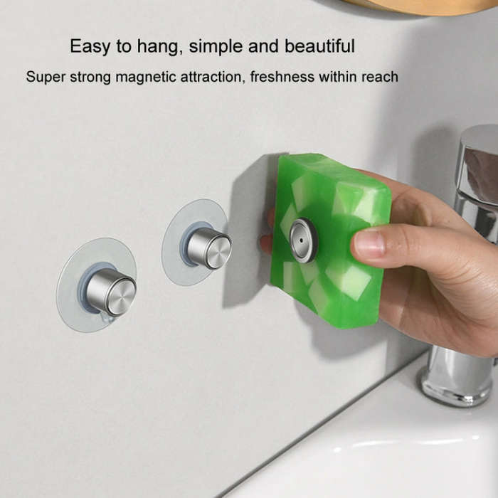 Stainless Steel Magnetic Soap Holder Bathroom Wall Mounted Drainage Nail Free Soap Rack, Cone, Cy...