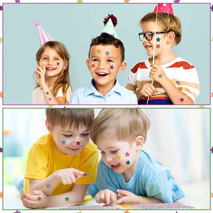 1500pcs / Pack Colorful Glitter Five-pointed Star Stickers Stationery Stickers, 125 x 195mm