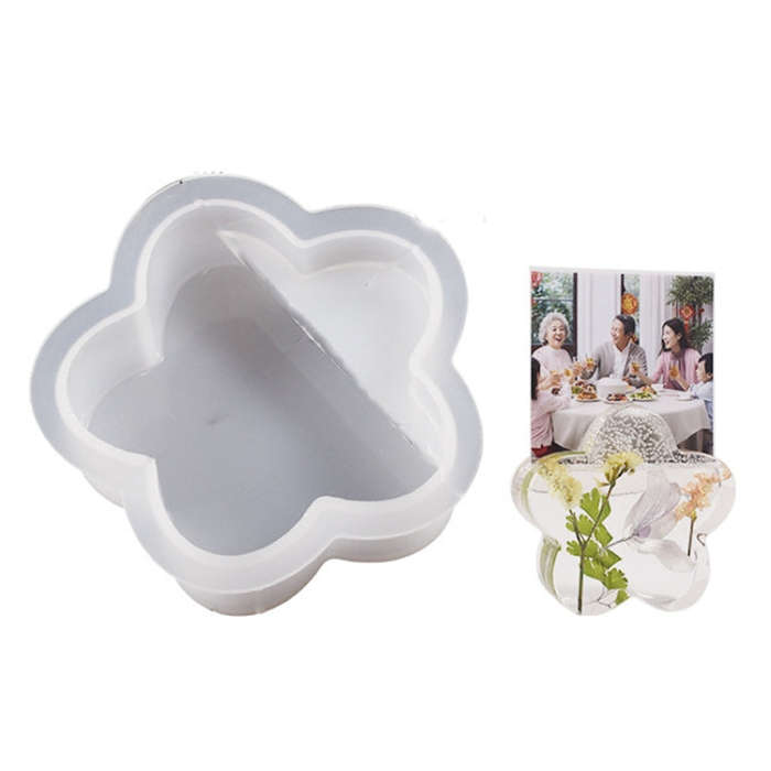 2pcs Business Card Holder Photo Clip Mold DIY Crystal Glue Resin Mold, Semicircle 003, Flower 004...