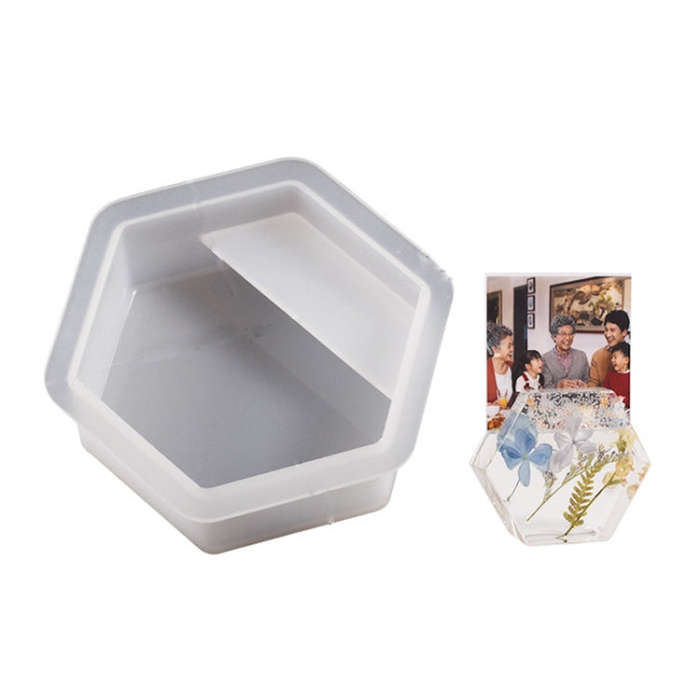 2pcs Business Card Holder Photo Clip Mold DIY Crystal Glue Resin Mold, Semicircle 003, Flower 004...