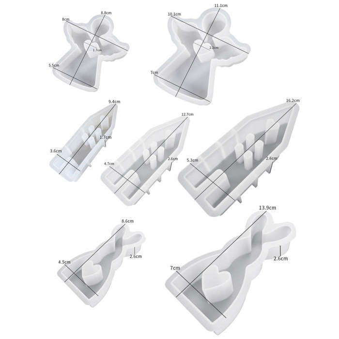 DIY Epoxy Easter Desktop Decoration Candle Silicone Mold, Angel 001, Angel 002, House 001, House ...