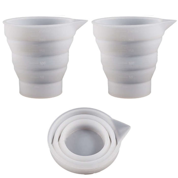 Folding DIY Epoxy Measuring Cup Silicone Mold Candle Plaster Glue Mixing Cup, 5pcs 50ml, 5pcs 100...
