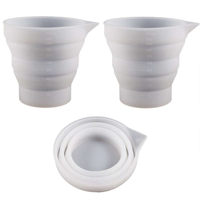 Folding DIY Epoxy Measuring Cup Silicone Mold Candle Plaster Glue Mixing Cup, 5pcs 50ml, 5pcs 100...